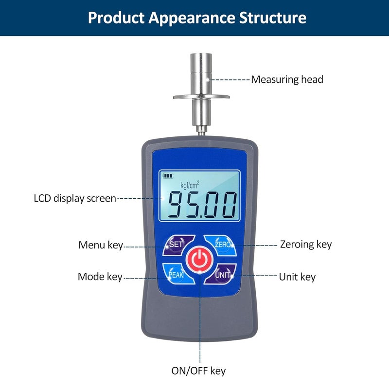 Karlak GY-M30 Digital Fruit Hardness Tester Meter Mini Fruit Penetrometer Durometer with 0.4 to 30 Kgf/cm² (x10^5 Pa) Load Division Value 0.01Kgf/cm² Pressure Head Diameter Φ7.9mm for Fruits - Image 4